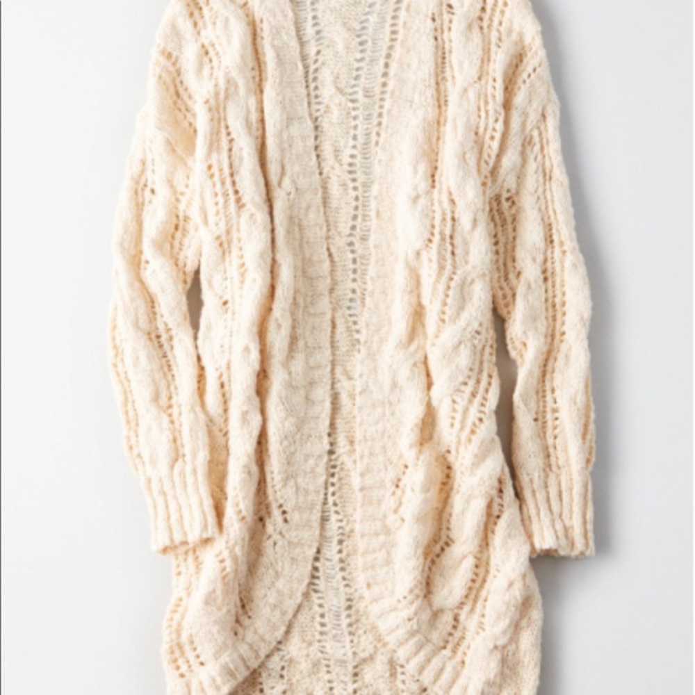 American Eagle Slouchy Pointelle Cocoon Cardigan